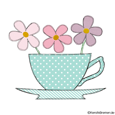 Tasse mit Blumen Doodle Stickdatei